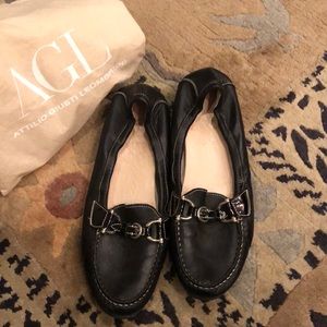 AGL buttery soft black leather driving shoes size 41 or US 11